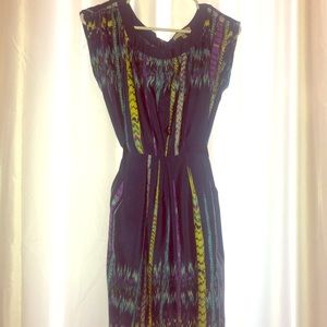 Short Sleeved Blue And Yellow Summer Dress.